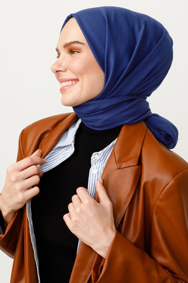 Valorscarf Koyu Kot Mavi Pamuk Kraş Şal