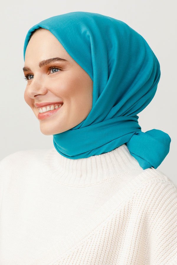 Valorscarf Çini Turkuaz Pamuk Kraş Şal